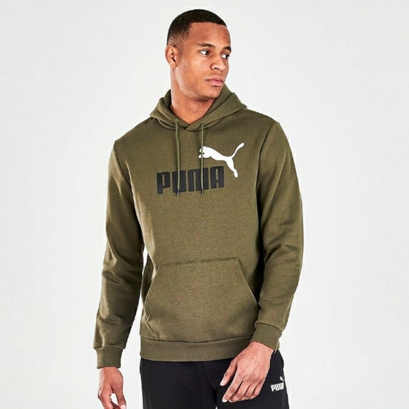 NWT Men's Puma Logo Hoodie - Dark Olive - Picture 2 of 11